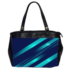 Blue Neon Lines, Blue Background, Abstract Background Oversize Office Handbag (2 Sides) by nateshop