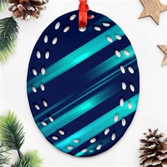 Blue Neon Lines, Blue Background, Abstract Background Ornament (oval Filigree) by nateshop