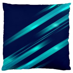 Blue Neon Lines, Blue Background, Abstract Background Large Premium Plush Fleece Cushion Case (one Side) by nateshop