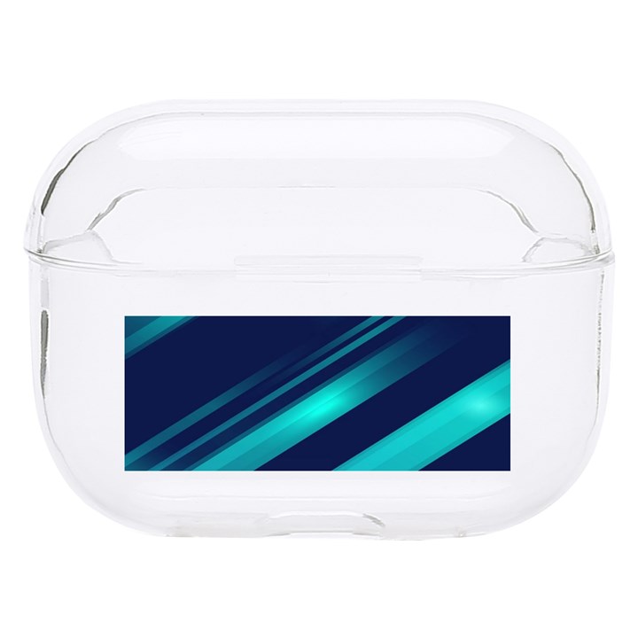 Blue Neon Lines, Blue Background, Abstract Background Hard PC AirPods Pro Case