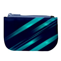 Blue Neon Lines, Blue Background, Abstract Background Large Coin Purse by nateshop