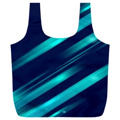 Blue Neon Lines, Blue Background, Abstract Background Full Print Recycle Bag (xxl) by nateshop