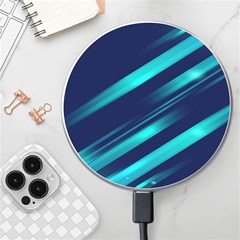 Blue Neon Lines, Blue Background, Abstract Background Wireless Fast Charger(white) by nateshop