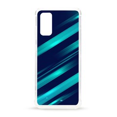 Blue Neon Lines, Blue Background, Abstract Background Samsung Galaxy S20 6 2 Inch Tpu Uv Case by nateshop