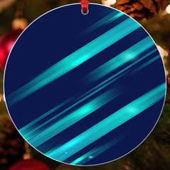 Blue Neon Lines, Blue Background, Abstract Background Uv Print Acrylic Ornament Round by nateshop