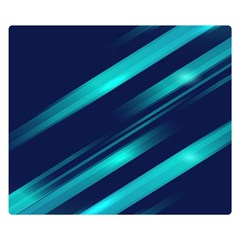 Blue Neon Lines, Blue Background, Abstract Background Premium Plush Fleece Blanket (small) by nateshop