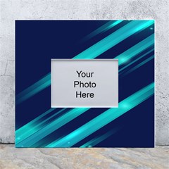 Blue Neon Lines, Blue Background, Abstract Background White Wall Photo Frame 5  X 7  by nateshop