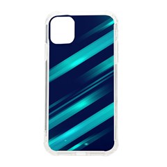 Blue Neon Lines, Blue Background, Abstract Background Iphone 11 Tpu Uv Print Case by nateshop