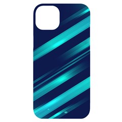 Blue Neon Lines, Blue Background, Abstract Background Iphone 14 Plus Black Uv Print Case by nateshop