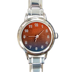 Orange To Blue, Abstract, Background, Blue, Orange, Round Italian Charm Watch by nateshop