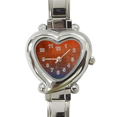 Orange To Blue, Abstract, Background, Blue, Orange, Heart Italian Charm Watch by nateshop