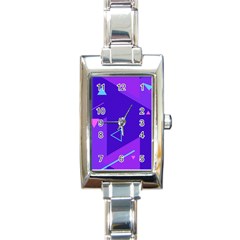 Purple Geometric Abstraction, Purple Neon Background Rectangle Italian Charm Watch by nateshop