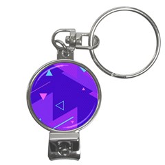 Purple Geometric Abstraction, Purple Neon Background Nail Clippers Key Chain