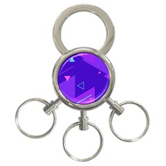 Purple Geometric Abstraction, Purple Neon Background 3-ring Key Chain by nateshop