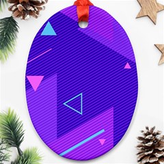 Purple Geometric Abstraction, Purple Neon Background Oval Ornament (two Sides) by nateshop