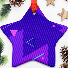 Purple Geometric Abstraction, Purple Neon Background Star Ornament (two Sides) by nateshop