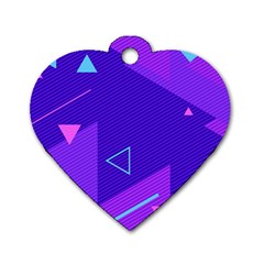 Purple Geometric Abstraction, Purple Neon Background Dog Tag Heart (one Side) by nateshop