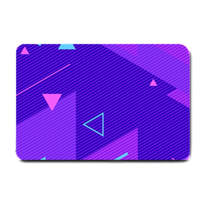 Purple Geometric Abstraction, Purple Neon Background Small Doormat