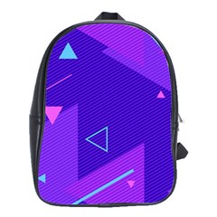 Purple Geometric Abstraction, Purple Neon Background School Bag (large) by nateshop