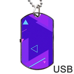 Purple Geometric Abstraction, Purple Neon Background Dog Tag Usb Flash (two Sides) by nateshop