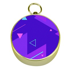 Purple Geometric Abstraction, Purple Neon Background Gold Compasses by nateshop