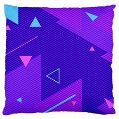 Purple Geometric Abstraction, Purple Neon Background Large Premium Plush Fleece Cushion Case (one Side) by nateshop