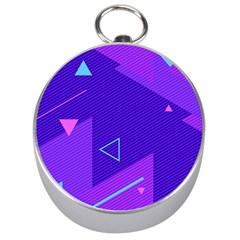 Purple Geometric Abstraction, Purple Neon Background Silver Compasses by nateshop