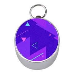 Purple Geometric Abstraction, Purple Neon Background Mini Silver Compasses by nateshop