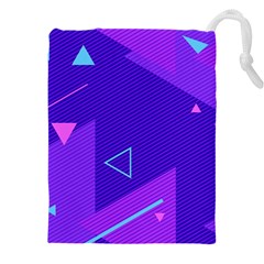 Purple Geometric Abstraction, Purple Neon Background Drawstring Pouch (4xl) by nateshop