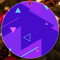 Purple Geometric Abstraction, Purple Neon Background Uv Print Acrylic Ornament Round by nateshop