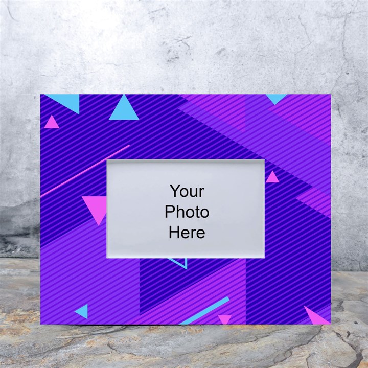 Purple Geometric Abstraction, Purple Neon Background White Tabletop Photo Frame 4 x6 