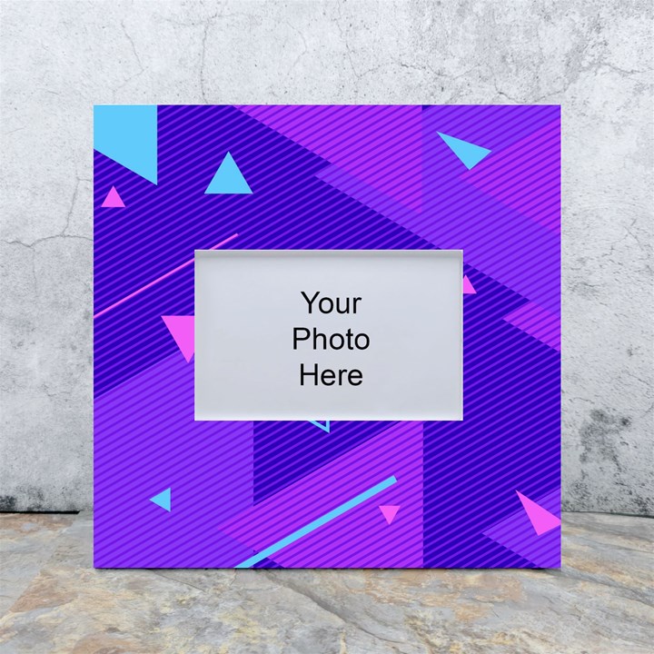 Purple Geometric Abstraction, Purple Neon Background White Box Photo Frame 4  x 6 