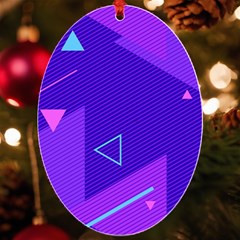 Purple Geometric Abstraction, Purple Neon Background Uv Print Acrylic Ornament Oval by nateshop