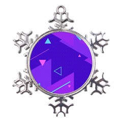 Purple Geometric Abstraction, Purple Neon Background Metal Large Snowflake Ornament by nateshop