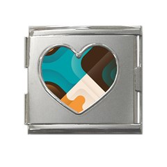 Retro Colored Abstraction Background, Creative Retro Mega Link Heart Italian Charm (18mm) by nateshop