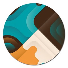 Retro Colored Abstraction Background, Creative Retro Magnet 5  (round) by nateshop