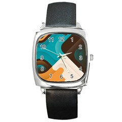 Retro Colored Abstraction Background, Creative Retro Square Metal Watch by nateshop