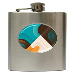 Retro Colored Abstraction Background, Creative Retro Hip Flask (6 Oz) by nateshop