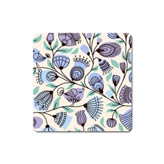 Retro Texture With Birds Square Magnet by nateshop