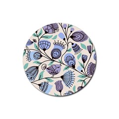 Retro Texture With Birds Rubber Coaster (round) by nateshop