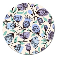 Retro Texture With Birds Magnet 5  (round) by nateshop