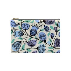 Retro Texture With Birds Cosmetic Bag (medium) by nateshop