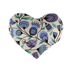 Retro Texture With Birds Standard 16  Premium Heart Shape Cushions by nateshop