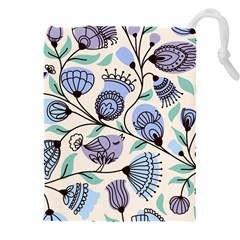 Retro Texture With Birds Drawstring Pouch (4xl) by nateshop