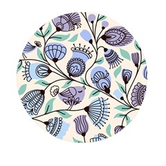 Retro Texture With Birds Mini Round Pill Box (pack Of 3) by nateshop