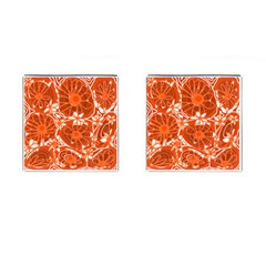 Mazipoodles Love Flowers - White Orange Too Cufflinks (square) by Mazipoodles