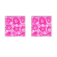 Mazipoodles Love Flowers - White Pink Too Cufflinks (square) by Mazipoodles