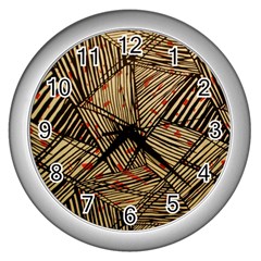 Abstract Geometric Pattern, Abstract Paper Backgrounds Wall Clock (silver) by nateshop