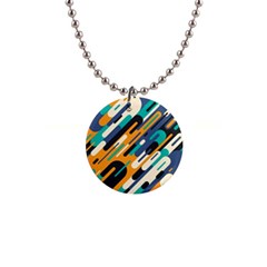 Abstract Rays, Material Design, Colorful Lines, Geometric 1  Button Necklace