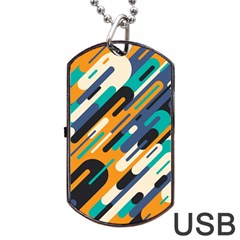 Abstract Rays, Material Design, Colorful Lines, Geometric Dog Tag Usb Flash (one Side) by nateshop